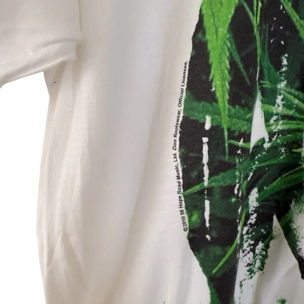 Bob Marley Ganja Weed T Shirt White & Green Cotton Crew Neck Reggae Music NEW - Picture 7 of 13